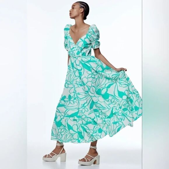 ZARA PRINTED POPLIN DRESS - Picture 8 of 11